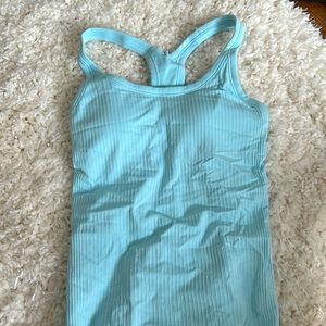Light blue lululemon ebb to street tank top size 2